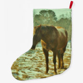 雪の中の馬 ラージクリスマスストッキング (裏面)