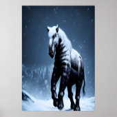 雪の中の馬 | AIアートポスター ポスター (正面)