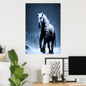 雪の中の馬 | AIアートポスター ポスター (ホームオフィス)