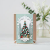 ❄️ 雪の中の魔法のクリスマスツリー ✨ クリスマスのお祝い ポストカード (スタンド正面)