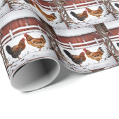 雪の中の鶏 ラッピングペーパー (ロールコーナー)
