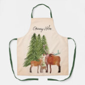 雪の中の鹿がクリスマスをperonalize エプロン (正面)