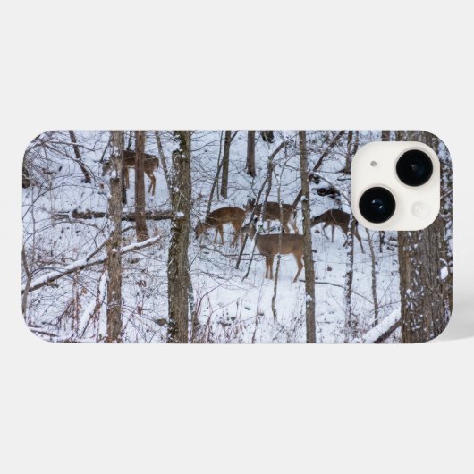 雪の中の鹿の家族iPhoneケース Case-Mate iPhoneケース (裏面 (横))