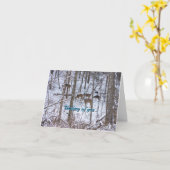 雪の中の鹿の考える家族のカード カード (黄色い花)