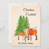 雪の中の鹿クリスマスカクテルパーティー 招待状 (正面)