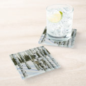 雪の中の鹿 ガラスコースター (アングル)