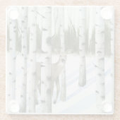 雪の中の鹿 ガラスコースター (裏面)