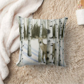 雪の中の鹿 クッション (ブランケット)