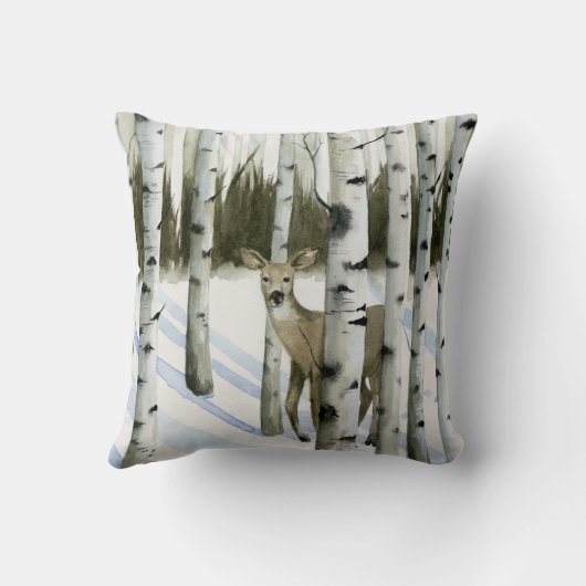 雪の中の鹿 クッション (裏面)