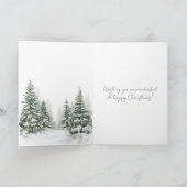 雪の中の鹿 クリスマスパインの木 カード (内部)