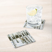 雪の中の鹿 スクエアペーパーコースター (インサイチュ)