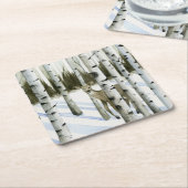 雪の中の鹿 スクエアペーパーコースター (アングル)