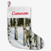 雪の中の鹿 スモールクリスマスストッキング (正面)