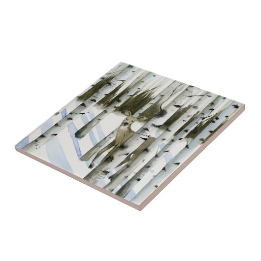 雪の中の鹿 タイル (側面)