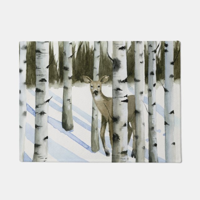 雪の中の鹿 ドアマット (正面)