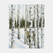 雪の中の鹿 フリースブランケット (正面)