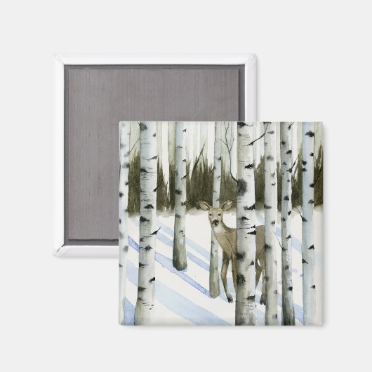 雪の中の鹿 マグネット (正面/裏面)