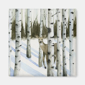 雪の中の鹿 マグネット (正面)