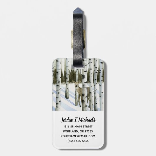 雪の中の鹿 ラゲッジタグ (裏面縦)