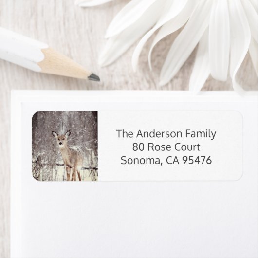 雪の中の鹿 ラベル (インサイチュ)