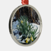 雪の中の黄色の水仙 メタルオーナメント (右)