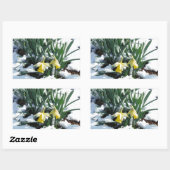 雪の中の黄色の水仙 長方形シール (シート)