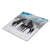 雪の中の黒いアパルーサの馬 タイル (側面)