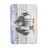 雪の中の黒いアパルーサの馬 バスマット (正面縦)