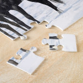 雪の中の黒いアパローサ馬 ジグソーパズル (側面)