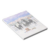 雪の中の黒いピント絵を描4分の1馬 ノートパッド (アングル)