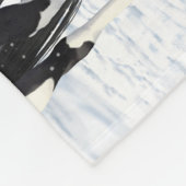 雪の中の黒いピント絵を描4分の1馬 フリースブランケット (角)