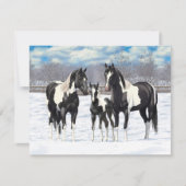 雪の中の黒いピント絵を描4分の1馬 招待状 (正面)