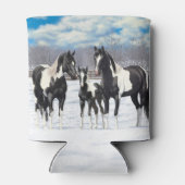 雪の中の黒いピント絵を描4分の1馬 缶クーラー (裏面)