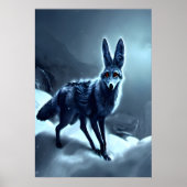 雪の中の黒い裏返しのジャッカル | AIアートポスター ポスター (正面)