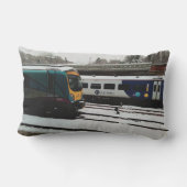 雪の中の2本の列車 アウトドアクッション (裏面)