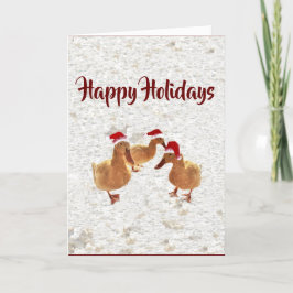 雪の中の3匹の陽気なサンタダック クリスマスカード サンキューカード