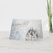 雪の中をうさぶる可愛い森林動物 カード (正面)