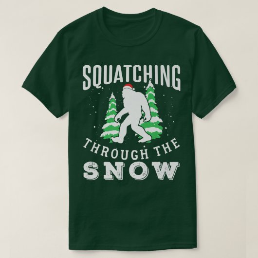 雪の中をしゃがむ Tシャツ (デザイン正面)
