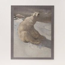 雪の中をぶらつくホッキョクグマのヴィンテージイラストレーション