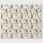 雪の中をスノーシューするブラックキッドおもしろい ラッピングペーパー (フラット)