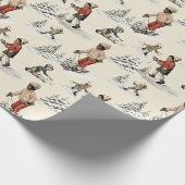 雪の中をスノーシューするブラックキッドおもしろい ラッピングペーパー (角)
