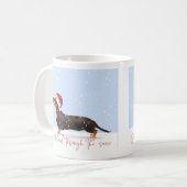 雪の中をダシュントかわいいクリスマス コーヒーマグカップ (正面左)