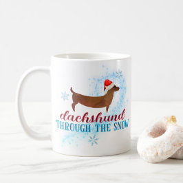 雪の中をダシュント通るサンタドッグのクリスマス コーヒーマグカップ