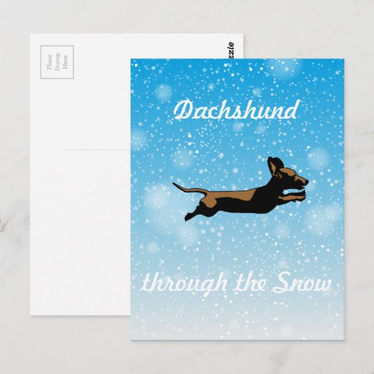 雪の中をダシュント ポストカード (正面/裏面)
