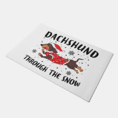 雪の中をダックスフント ドアマット (アングル)