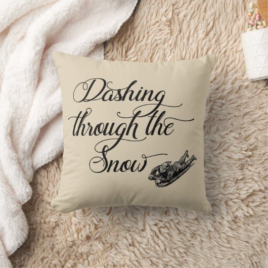 雪の中をダッシュファームハウスヴィンテージ枕 クッション (ブランケット)