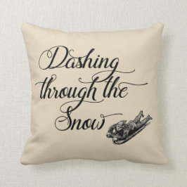 雪の中をダッシュファームハウスヴィンテージ枕 クッション
