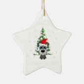 雪の中をミニチュアのシュナウザー |クリスマス・ドッグ セラミックオーナメント (右)