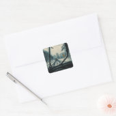 雪の中を冬のドライブ – 風防ビュー スクエアシール (封筒)