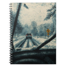 雪の中を冬のドライブ – 風防ビュー